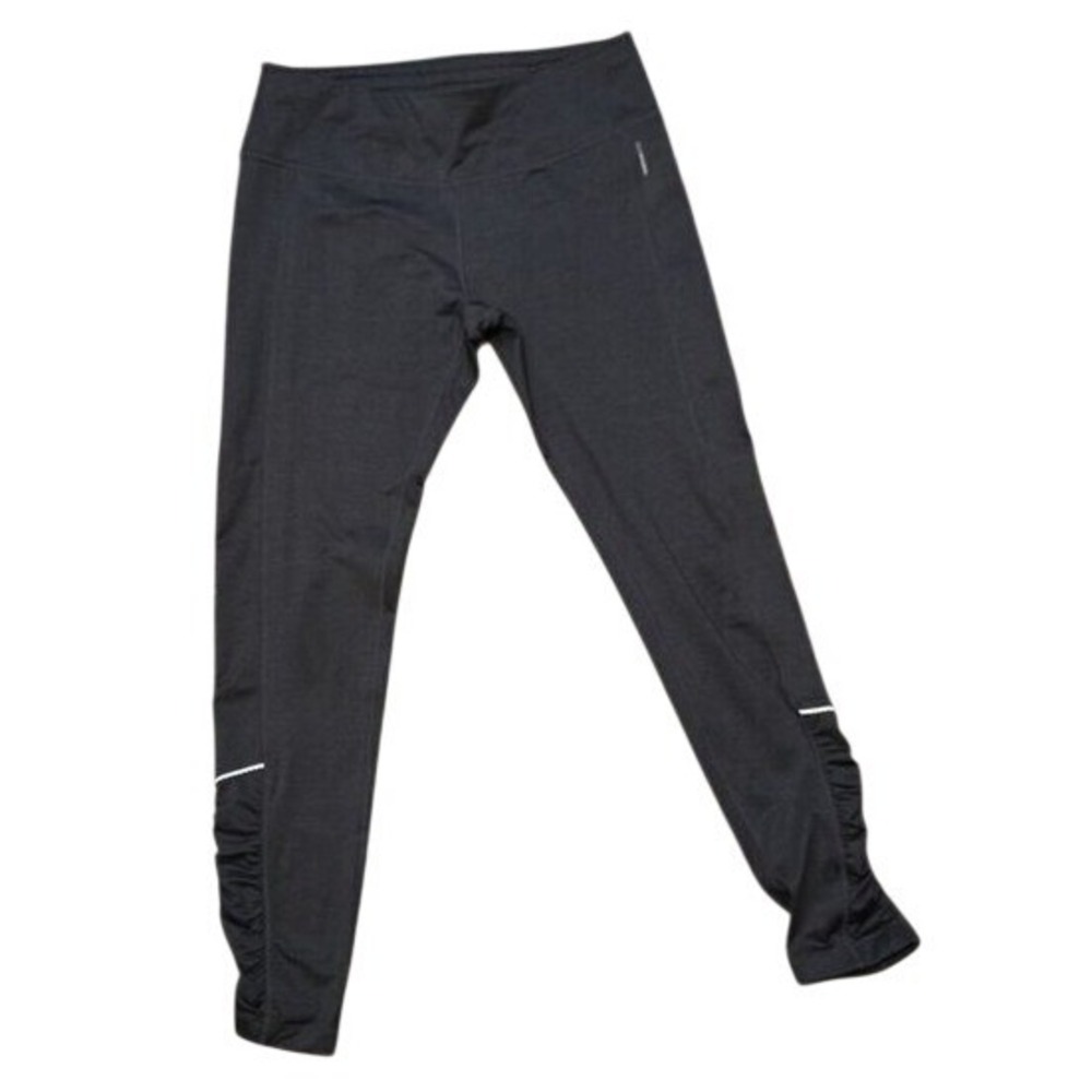 Mondetta Black Ruched Ankle Reflective Active Leggings Size M